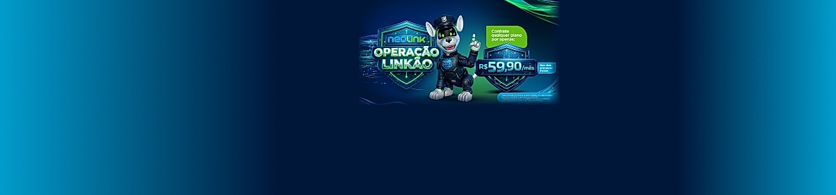 Imagem promocional da Neolink com destaque para internet fibra óptica